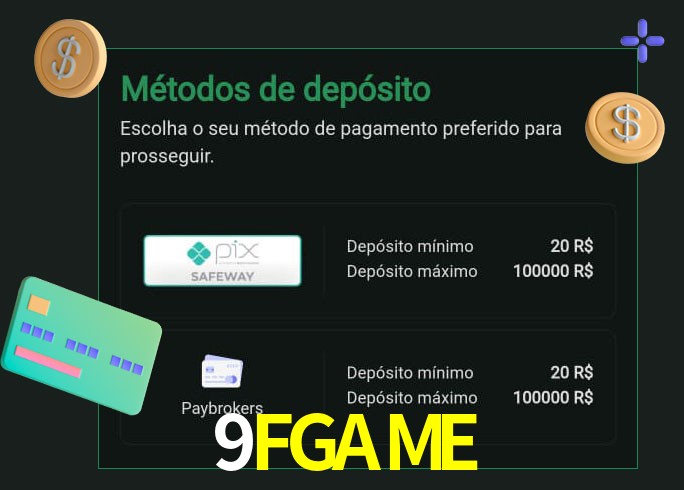O cassino 9FGAMEbet oferece uma grande variedade de métodos de pagamento